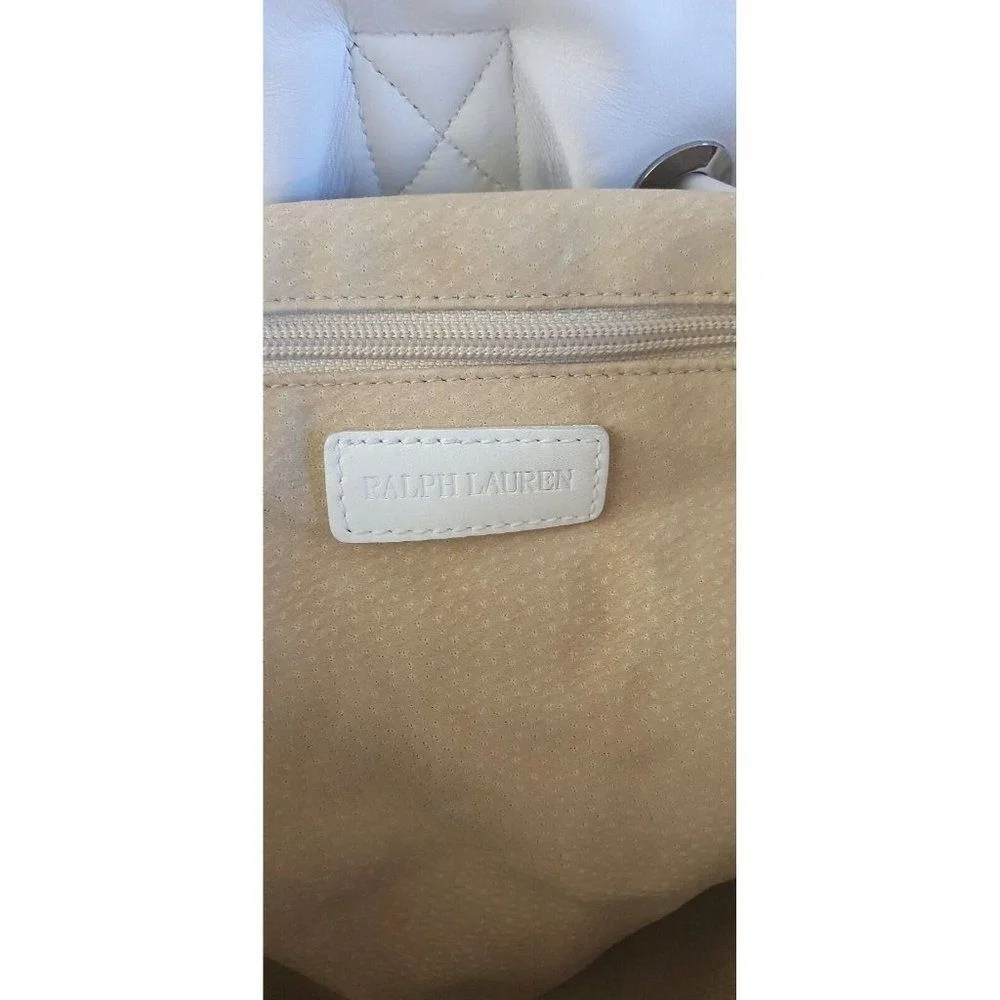 Ralph Lauren One Shoulder Backpack white leather and cotoCasual Unisex Pre-owned
